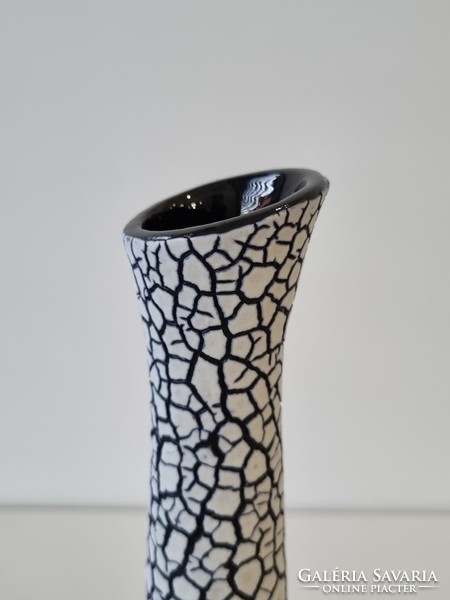 Cracked, modern style vintage ceramic vase - '70s