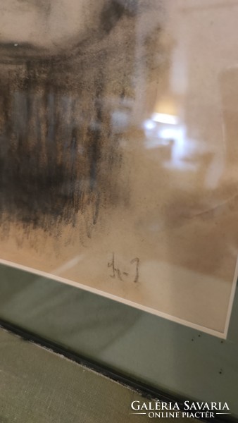 Szőnyi István, szignózott szén akt rajz, szép keretben 70*55 cm méretben