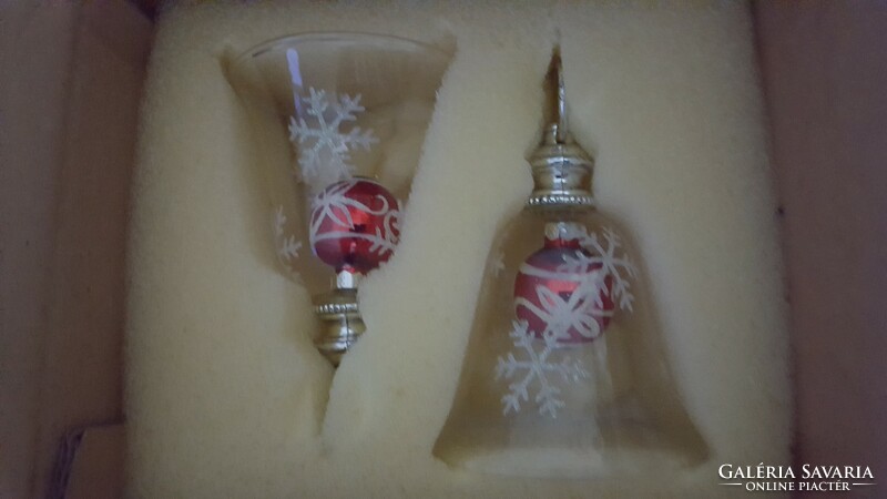 Snowflake glass bell Christmas tree decoration pair