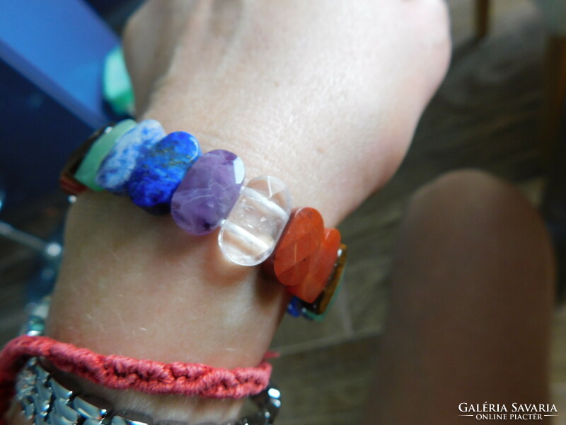 Chakra faceted mineral bracelet with aventurine 18-20cm