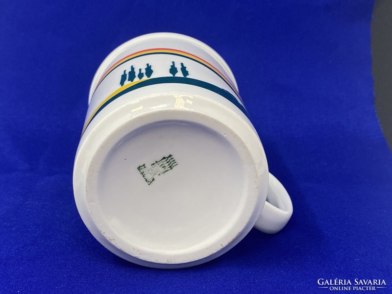 Cuki retró mintás szivárványos Zsolnay porcelán teás bögre, csésze -CZ