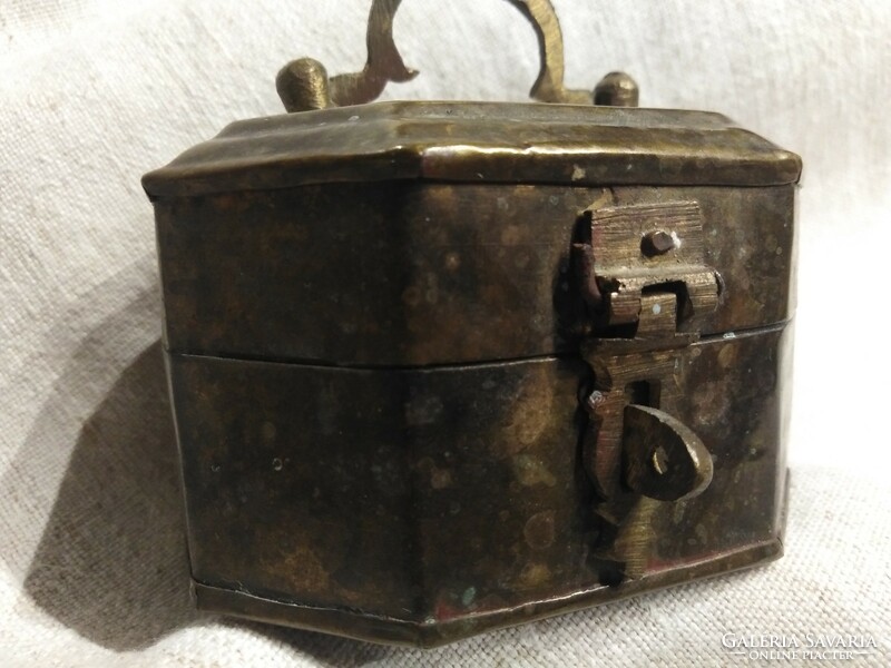 Handcrafted, brass chest, storage - in an ancient atmosphere