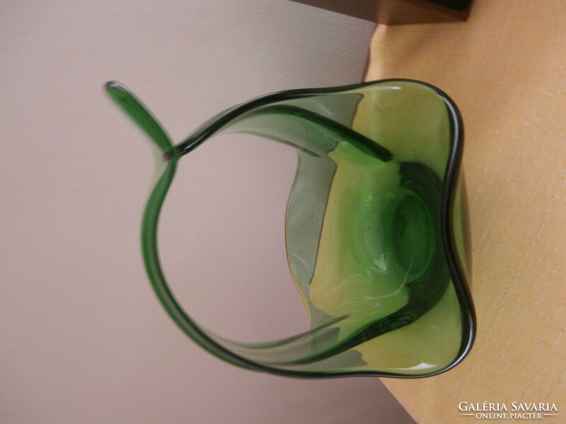 Green glass basket table centerpiece