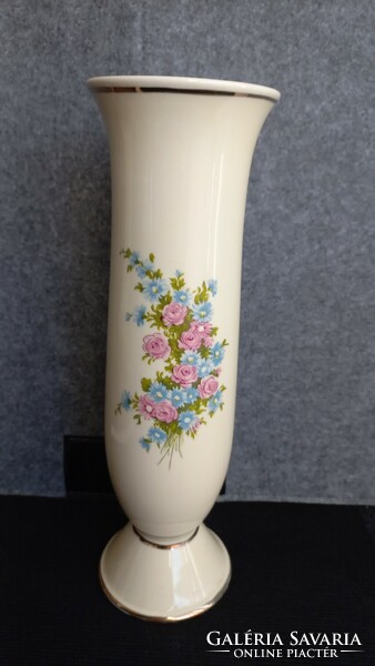 Antique Zsolnay porcelain vase 27 cm, butter color, rare painting, marked