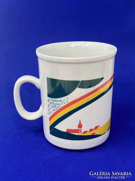 Cute retro pattern rainbow Zsolnay porcelain tea mug, cup -cz