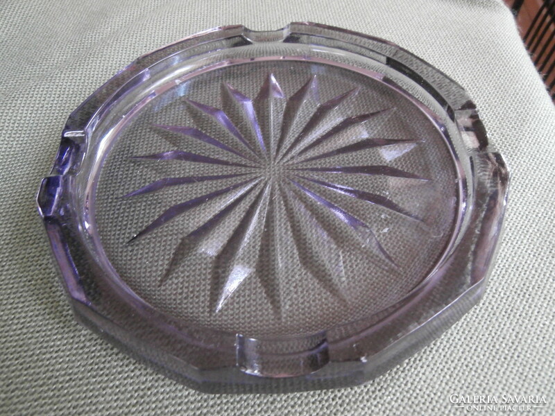 Pale purple cast glass ashtray