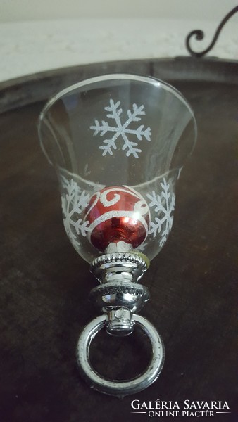 Snowflake glass bell Christmas tree decoration pair