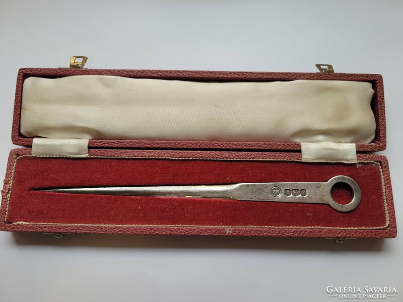 1965 Francis Howard Ltd Sheffieldi Angol tömör ezüst designer levélbontó kés EREDETI DOBOZÁBAN!