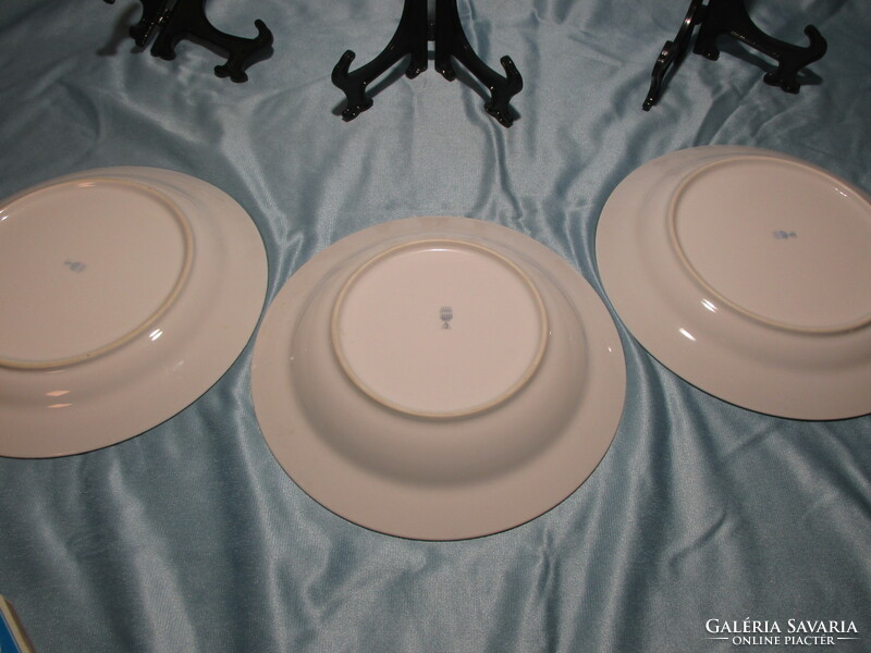 3 Zsolnay plates, 1 deep, 2 flat