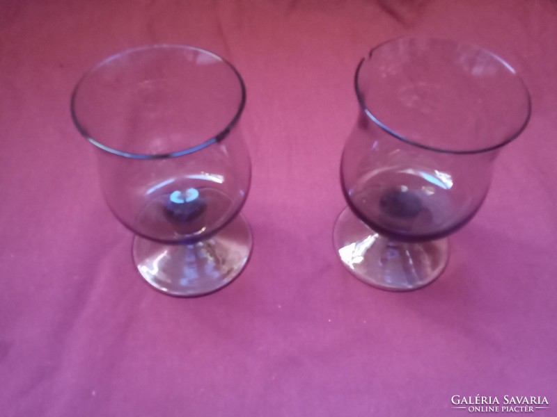 Retro régi üveg talpas pohár készlet -  2 db szilveszteri újévi karácsonyi ünnepi alkalomra