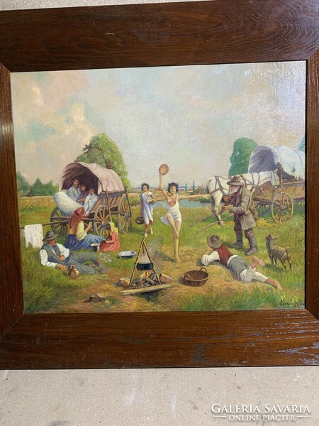 Cencz János jelzésssel olaj, vászon festmény 1904-ből, 60 x 70 cm-es