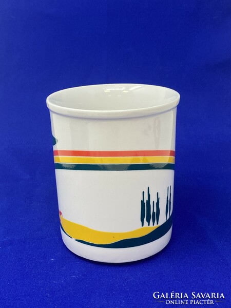 Cute retro pattern rainbow Zsolnay porcelain tea mug, cup -cz