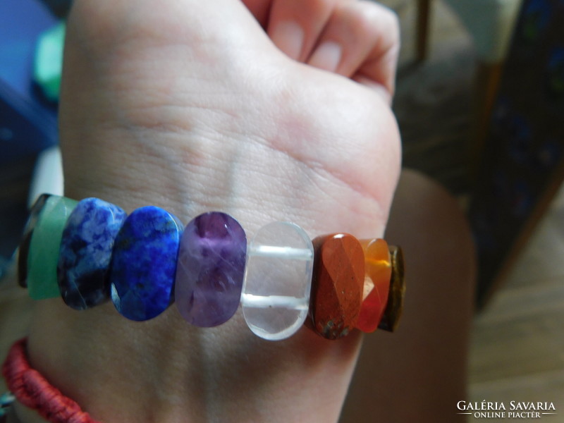 Chakra faceted mineral bracelet with aventurine 18-20cm