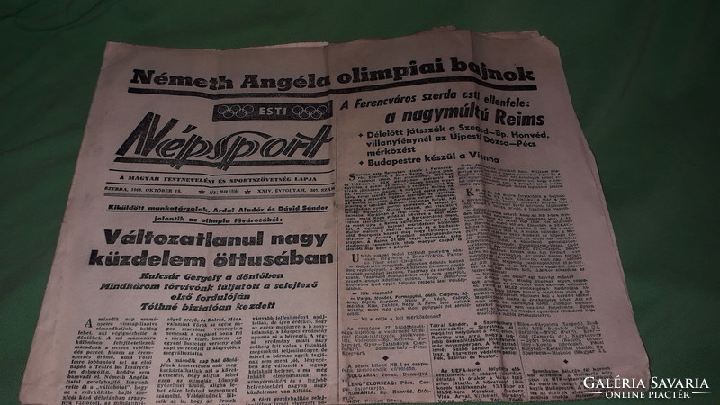 1968.október 17.csütörtök NÉPSPORT - 1968 OLIMPIA MEXIKÓ napilap újság a képek szerint