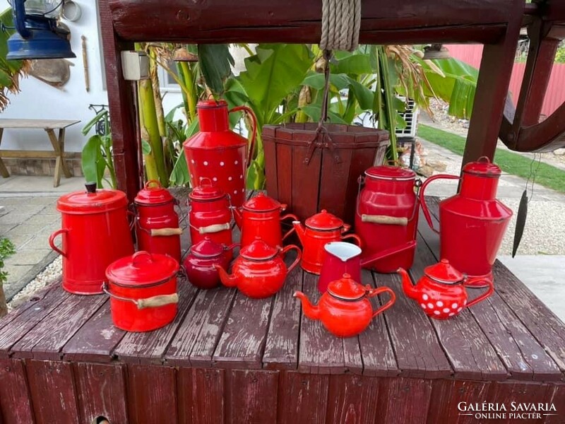 Enameled enameled pack polka dot coffee pot red pack on greased can Ceglédi kanna kanta