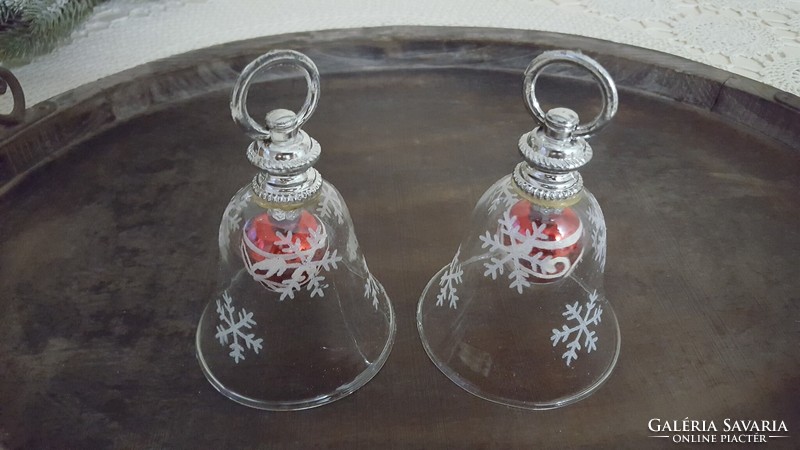 Snowflake glass bell Christmas tree decoration pair