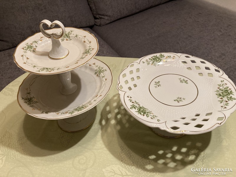 Hollóházi Erika Mintás Porcelán Emeletes Sütemény kínáló 1db