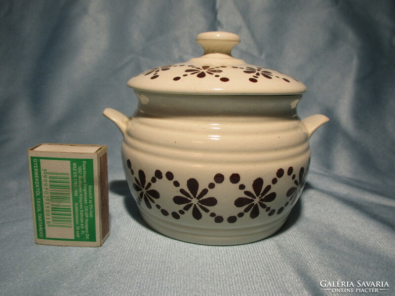 Rarity! Kispest granite salt container with brown pattern, spice holder