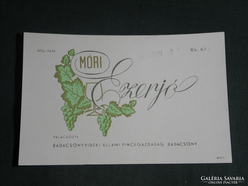 Wine label, Badacsony winery, wine farm, Móri Ezerjó wine
