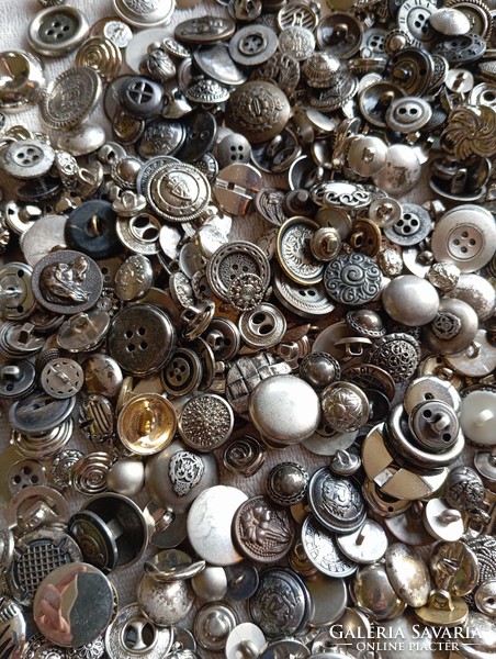 Silver-colored metal and metallic decorative buttons