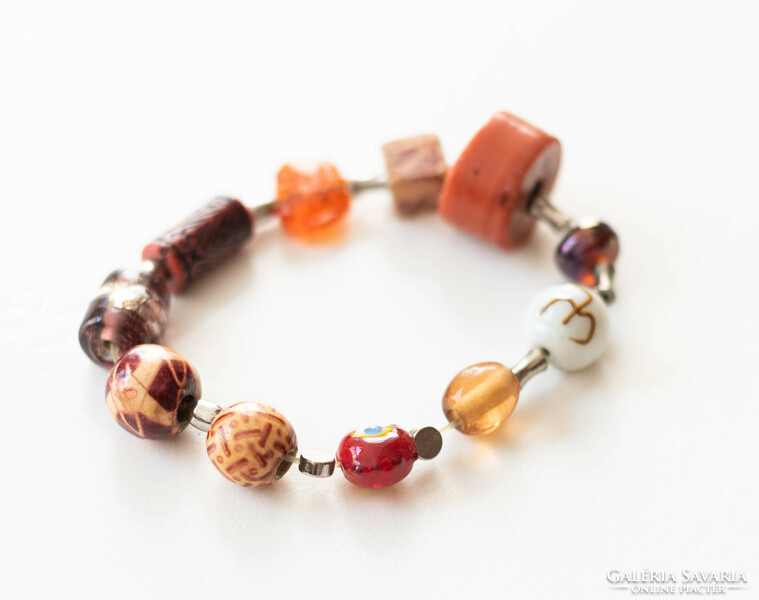 Handmade rustic glass beads bracelet