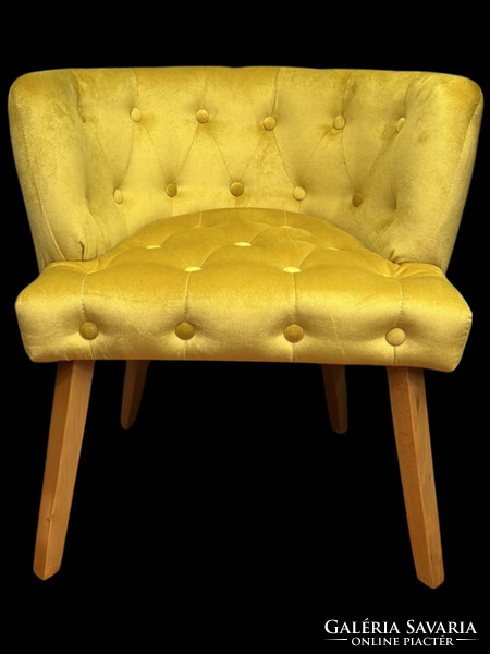 Style upholstered armchair with yellow stitched upholstery on all sides