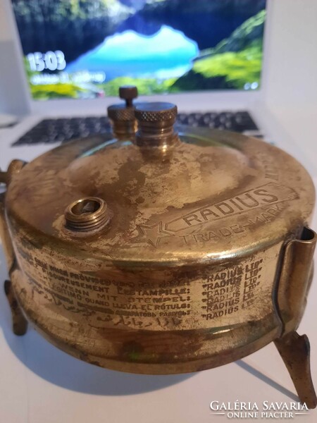 Radius21 Swedish camping cooker from 1930, brass, 6 tongues, engraved on it, made in Stockholm!!!!!!