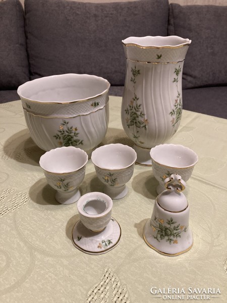 Hollóházi Erika patterned porcelain vase mix - 7 pieces