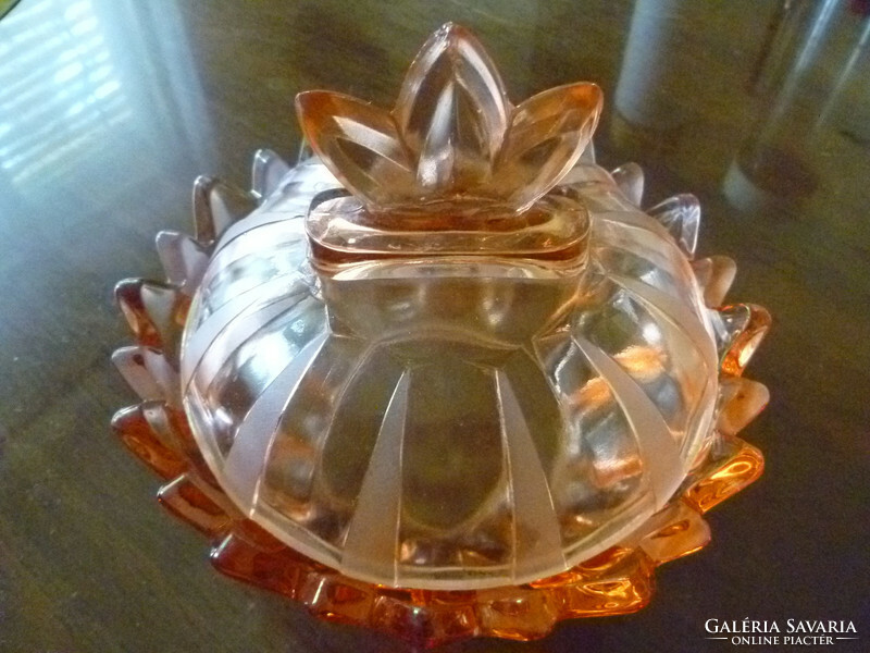 Glass sugar container in salmon color