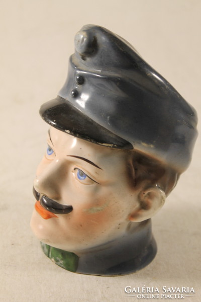Antik porcelán katona fejes persely 470