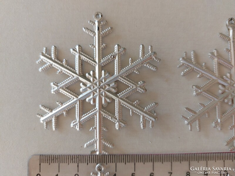 Retro Christmas tree decoration silver snowflake plastic ornament 5 pcs