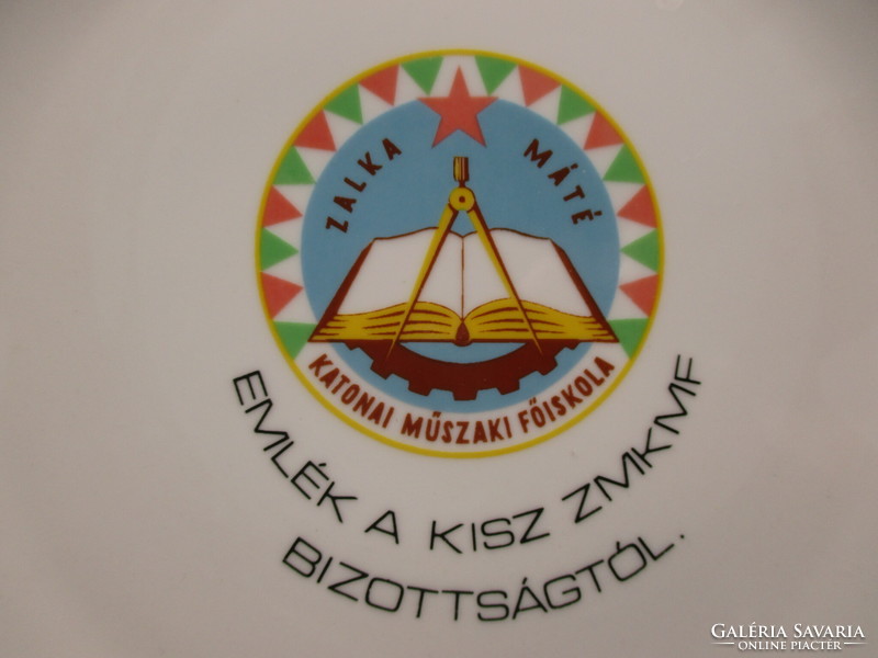 Ritkaság! Retro Hollóházi fali tányér - Zalka Máté Katonai Főiskola - KISZ