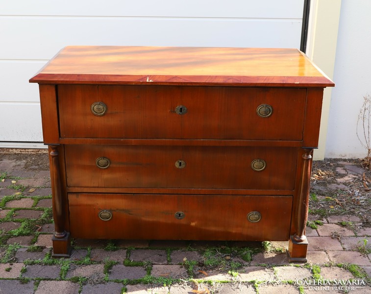 Biedermeier pillar chest of drawers