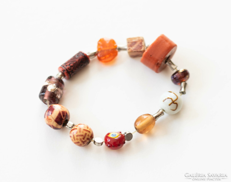 Handmade rustic glass beads bracelet