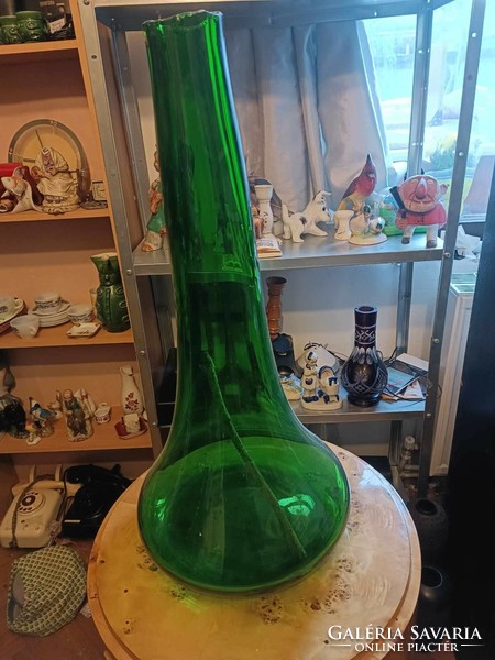 Óriási Art deco zöld padló váza