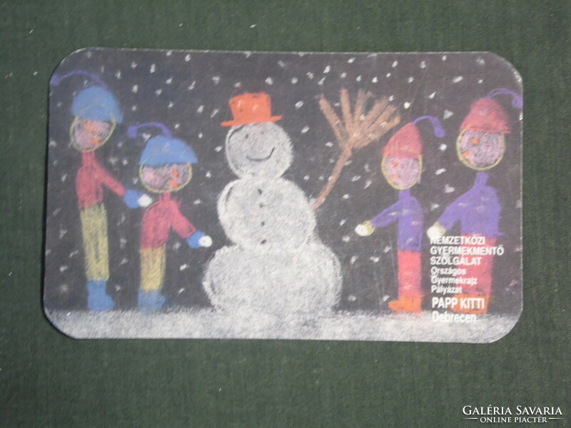 Card calendar, post bank, graphic artist, children's drawing contest, snowman, 1992, (2)