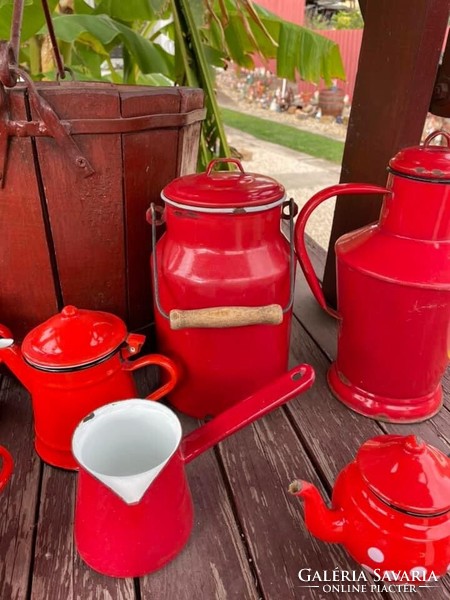 Enameled enameled pack polka dot coffee pot red pack on greased can Ceglédi kanna kanta