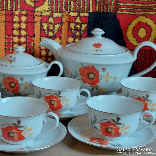 Zsolnay poppy pattern tea set