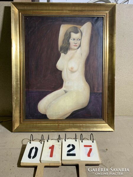 Szalay with sign, oil on canvas painting, nude, 77 x 60 cm