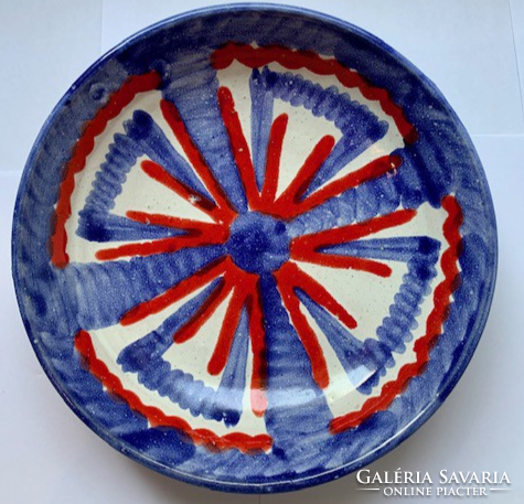 Jury craftsman decorative plate retro blue-red - decorative plate plate glazed tile ceramic