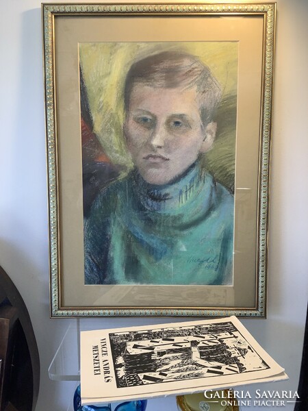 Good prices! András Vincze modern contemporary portrait from 1968 with soft geometric cubist features