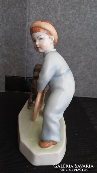 Antique Zsolnay porcelain, figural sculpture marked with shield seal