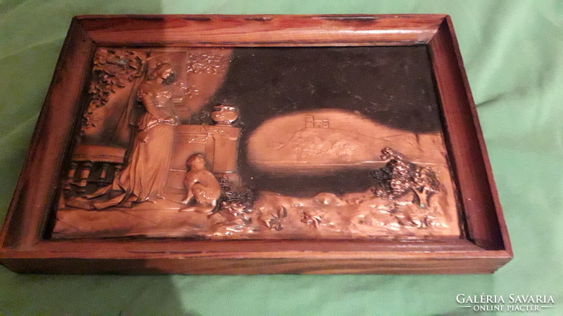 1988. Industrial artist gallery copper masterpiece: copper picture of a lady in a frame 28x19 cm according to the pictures