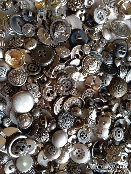 Silver-colored metal and metallic decorative buttons