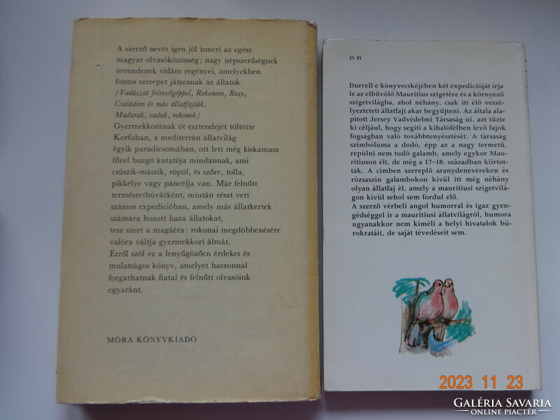 Gerald Durrell két könyve együtt: Állatkert a kastély körül + Aranydenevérek, rózsaszín galambok