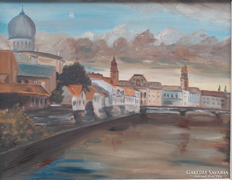 Attila Felvinczi oil on canvas cityscape painting