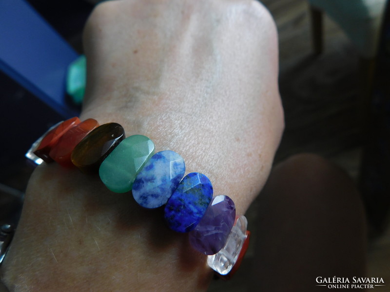 Chakra faceted mineral bracelet with aventurine 18-20cm