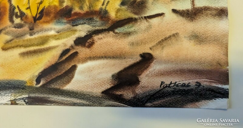 Petkes József:  Úz völgye akvarell, szignált, datált