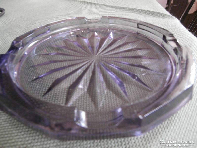 Pale purple cast glass ashtray