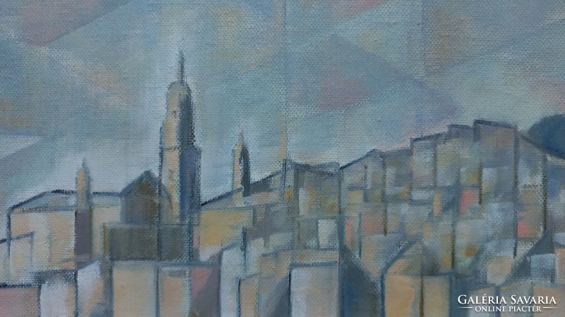 City detail - cubist oil painting